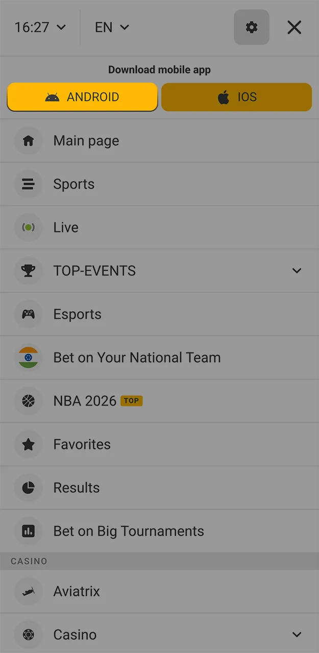 Start downloading the Melbet app installer.